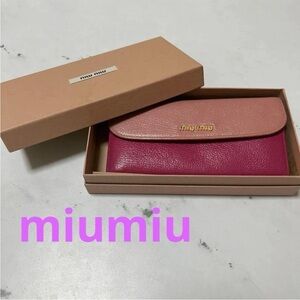 Miu Miu Pink and Burgundy Leather Wallet
